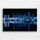 Blue Cityscape Night Reflection Canvas Print