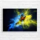 Vibrant Macaw Flight Yellow Blue Splash Canvas Print