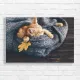 Cozy Orange Kitten Autumn Nap Canvas Print