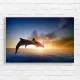 Dolphins Jumping at Sunset Canvas Print