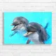 Playful Dolphin Duo Turquoise Delight Canvas Print