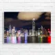Vibrant Hong Kong Skyline Night Canvas Print