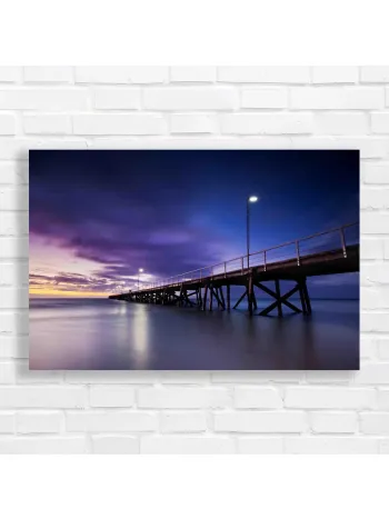 Serene Sunset Pier Ocean Canvas Print