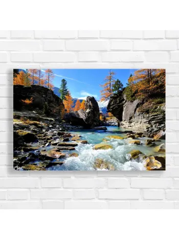 Alpine River Autumn Glow Canvas Print