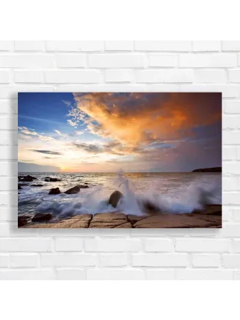 Dramatic Sunset Ocean Wave Canvas Print