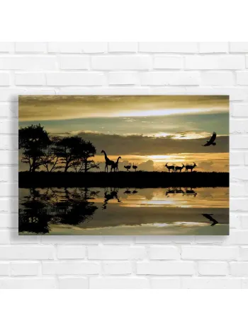 African Sunset Wildlife Canvas Print