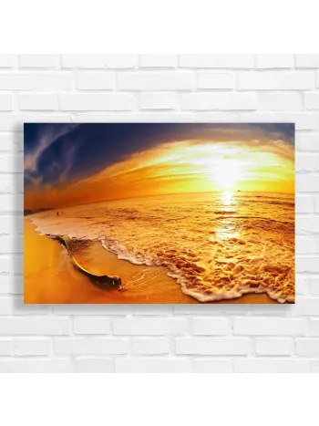 Golden Sunset Beach Seascape Canvas Print