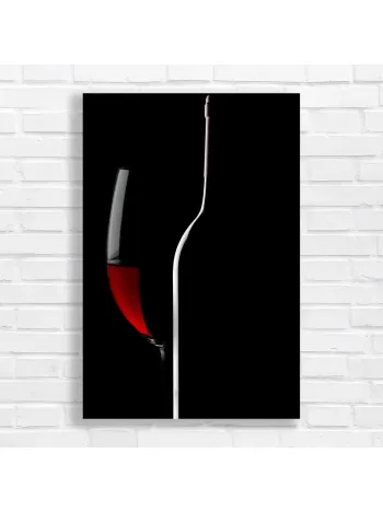 Elegant Red Wine Glass & Bottle Silhouette Canvas Print