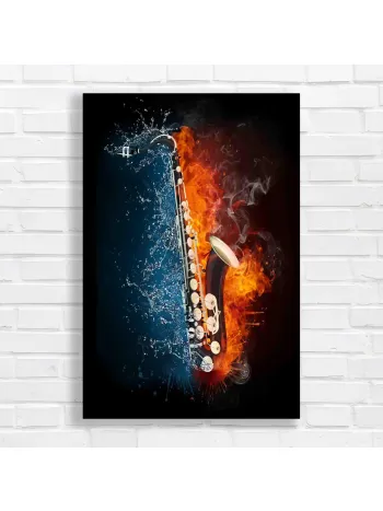 Fire and Water Saxophone Art Canvas Print