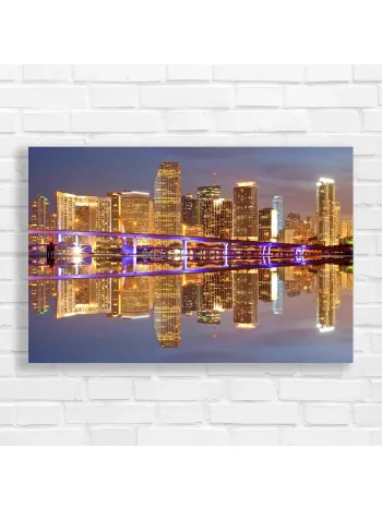 Miami Skyline Cityscape at Night Canvas Print