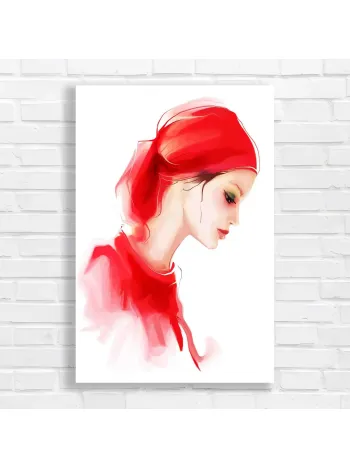 Elegant Red Woman Portrait Canvas Print