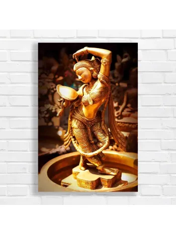 Golden Dancer Statue Wall Art Canvas Print