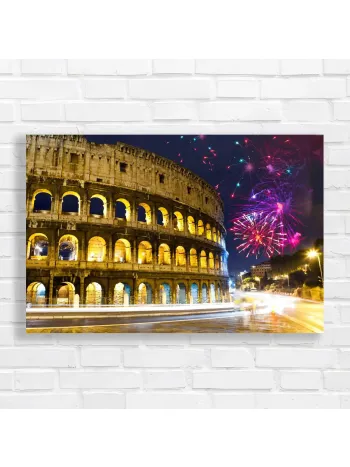 Colosseum Fireworks Canvas Print | Rome Art