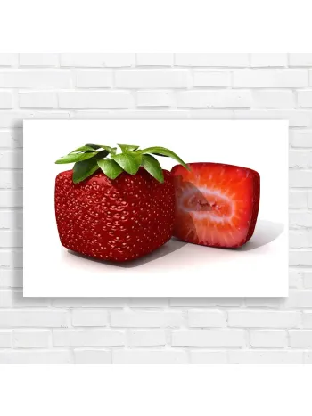Quirky Square Strawberry Art Canvas Print