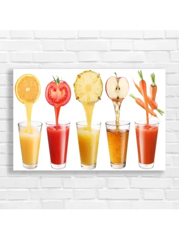 Vibrant Fruit Juices Pouring Canvas Print