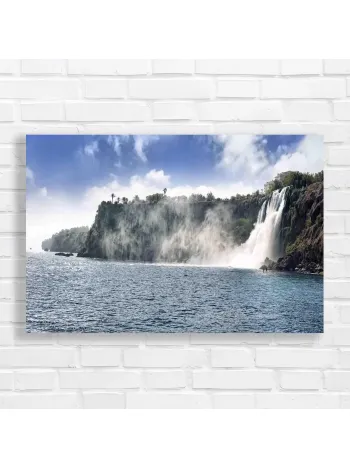 Majestic Waterfall Coastal Serenity Canvas Print