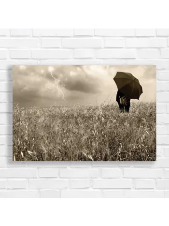 Stormy Field Solitude Vintage Canvas Print
