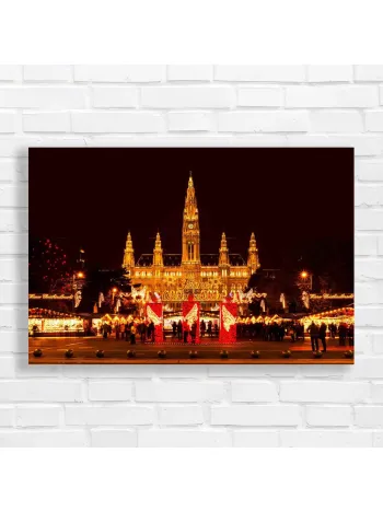 Vienna Christmas Market Nightscape Canvas Print
