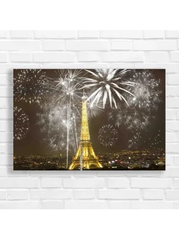 Eiffel Tower Fireworks Canvas Print