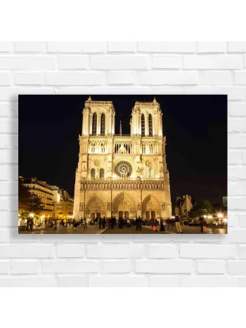 Notre Dame Cathedral Paris Night Canvas Print