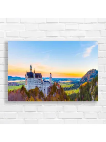 Enchanting Castle Sunset Bavarian Alps Canvas Print