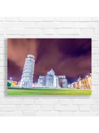 Leaning Tower of Pisa Night Scene Canvas Print