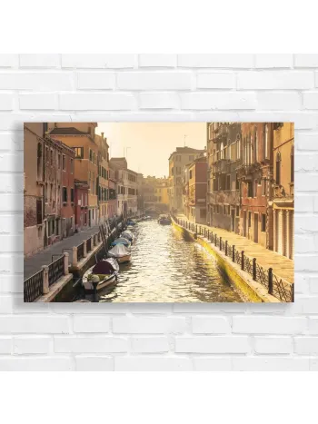 Serene Venice Canal Golden Hour Canvas Print