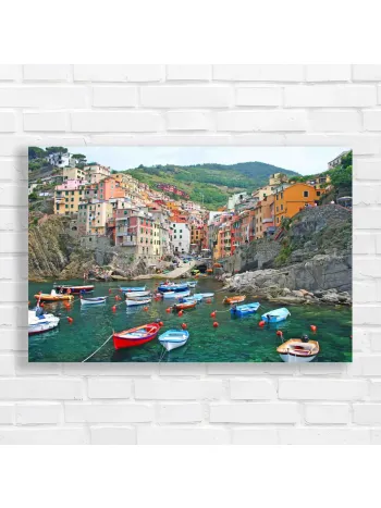 Cinque Terre Coastal Village Boat Scene Canvas Print