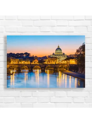 Romantic Rome Bridge & St. Peter's Basilica Canvas Print