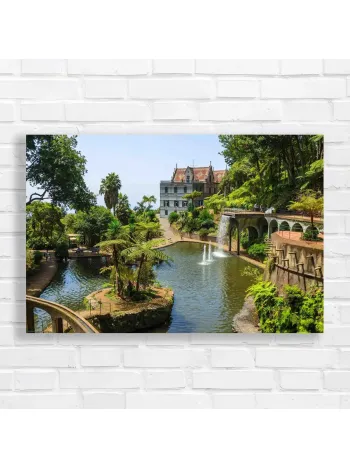 Tranquil Botanical Garden Waterfall Canvas Print