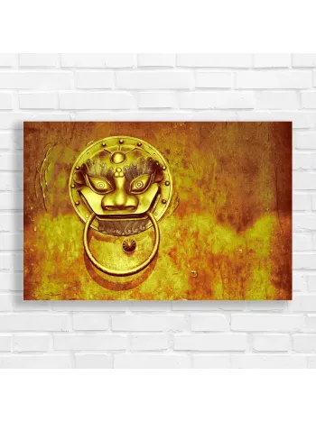Golden Guardian Lion Door Knocker Canvas Print