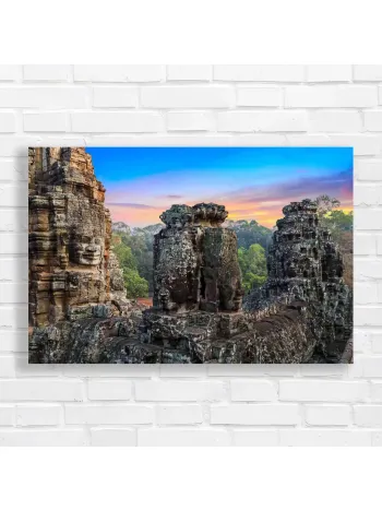 Angkor Wat Faces Majestic Sunset Canvas Print