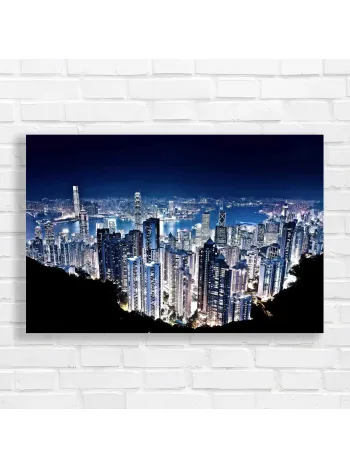 Hong Kong Skyline Night View Canvas Print