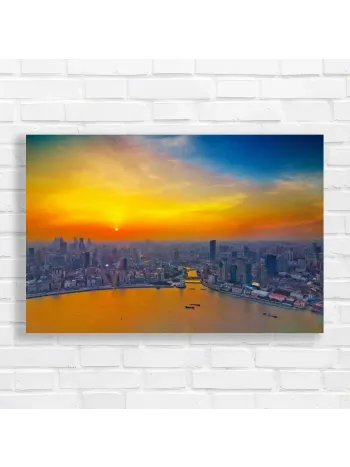 Golden Shanghai Skyline Sunset Canvas Print