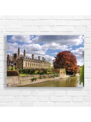 Majestic Cambridge Riverfront Red Tree Canvas Print